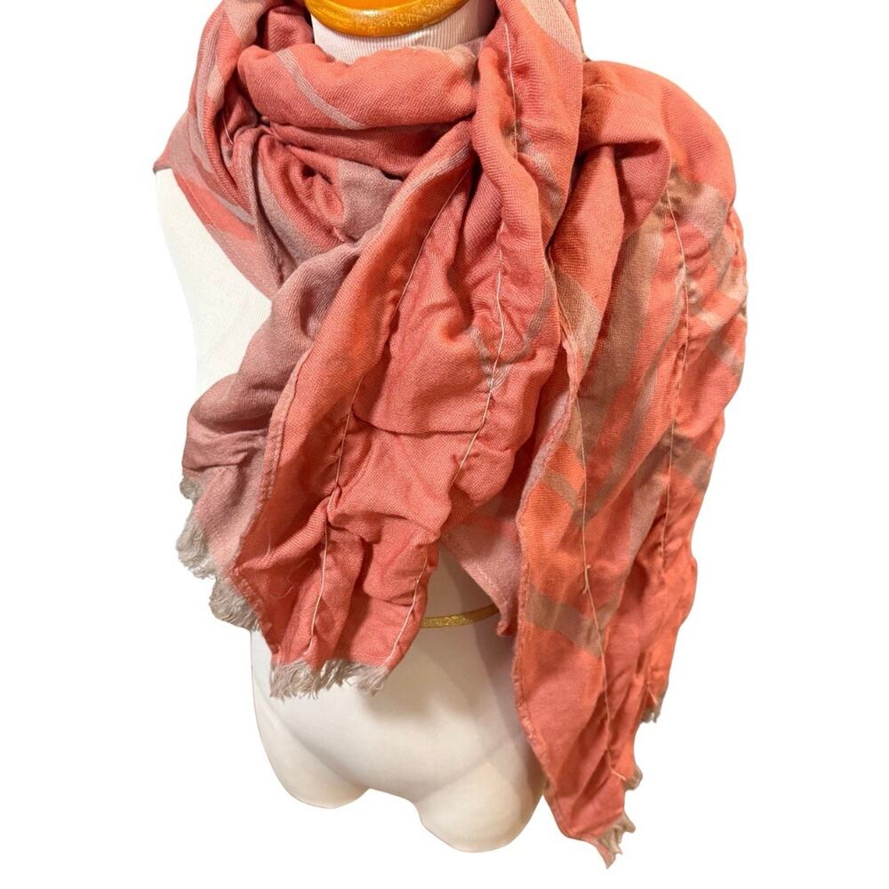 Escada Sport Stretch Wool Large Shawl Scarf EUC 100” x 24” Peach Pink